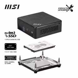 MSI Cubi N ADL-006DE Intel® N N200 4 GB 128 GB SSD Win11 Pro Mini PC Nero - Vista aggiuntiva 4