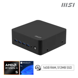 MSI Cubi Z AI 8M R5 8645HS FS 16GB 512GB W11P AMD Ryzen™ 5 DDR5-SDRAM SSD Windows 11 Pro Mini PC Nero