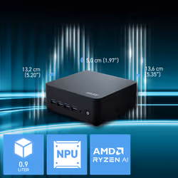 MSI Cubi Z AI 8M R5 8645HS FS 16GB 512GB W11P AMD Ryzen™ 5 DDR5-SDRAM SSD Windows 11 Pro Mini PC Nero - Vista aggiuntiva 4