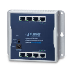 PLANET Industrial 8-Port Non gestito Blu, Grigio