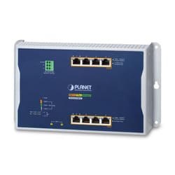PLANET IP30, IPv6/IPv4, 4-Port Gestito L2/L2+ Gigabit Ethernet (10/100/1000) Supporto Power over Ethernet (PoE) Blu, Grigio