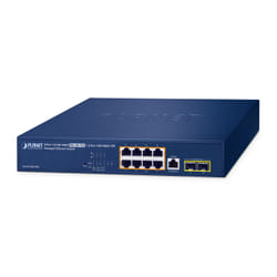 PLANET IPv6/IPv4, 8-Port Gestito L2/L4 Gigabit Ethernet (10/100/1000) Supporto Power over Ethernet (PoE) 1U Blu