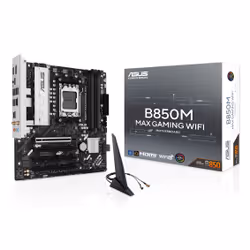 ASUS B850M MAX GAMING WIFI, AMD, Socket AM5, AMD Ryzen 7000 Series, AMD Ryzen 8000 Series, AMD Ryzen 9000 Series, Socket AM5, ...