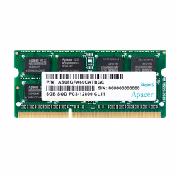 Apacer AS08GFA60CATBGJ, 8 GB, 1 x 8 GB, DDR3, 1600 MHz, 204-pin SO-DIMM