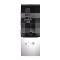 Silicon Power Mobile C31, 64 GB, USB Type-A / USB Type-C, 3.2 Gen 1 (3.1 Gen 1), Girevole, 3,3 g, Nero, Argento