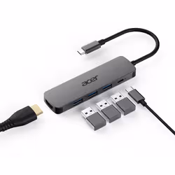 Acer 5in1 Type C Dongle Cablato USB 3.2 Gen 1 (3.1 Gen 1) Type-C Argento - Vista aggiuntiva 2