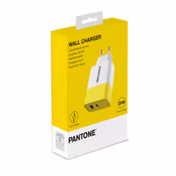 Pantone PT-PDAC02Y Caricabatterie per dispositivi mobili Smartphone, Tablet Bianco, Giallo AC Ricarica rapida Interno