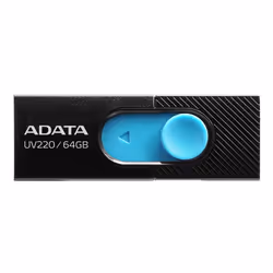 ADATA UV220, 64 GB, USB tipo A, 2.0, Lamina di scorrimento, 7,5 g, Nero, Blu