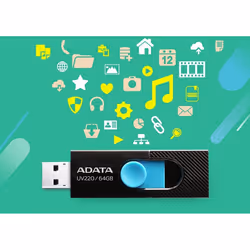 ADATA UV220 unità flash USB 64 GB USB tipo A 2.0 Nero, Blu