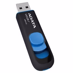 ADATA DashDrive UV128 32GB, 32 GB, USB tipo A, 3.2 Gen 1 (3.1 Gen 1), Lamina di scorrimento, 10 g, Nero, Blu