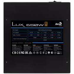 Aerocool LUX 650W alimentatore per computer 20+4 pin ATX ATX Nero - Vista aggiuntiva 4