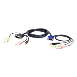 ATEN VGA USB to DVI KVM Cable 3m cavo per tastiera, video e mouse Nero, Blu, Verde, Rosa