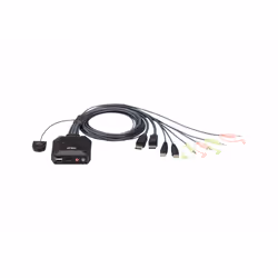 ATEN Switch KVM cavo USB DisplayPort a 2 porte con selettore porta remota, 4096 x 2160 Pixel, 4K Ultra HD, 1,38 W, Nero