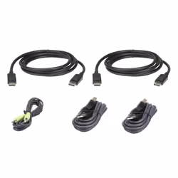 ATEN Kit cavo KVM di sicurezza USB DisplayPort a visualizzazione doppia da 3 M, 3 m, DisplayPort, Nero, USB, DisplayPort, 3.5 ...