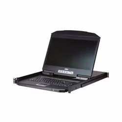 ATEN Switch KVM LCD widescreen a binario singolo PS/2-USB VGA a 8 porte, 1366 x 768 Pixel, HD, Montaggio rack, 1U, Nero