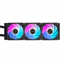 GIGABYTE AORUS WATERFORCE X II 360 Raffreddamento a liquido per CPU AIO - 3x ventole ARGB da 120 mm, LCD a colori, DAISY-CHAIN, compatibile con Intel LGA 1851 e AMD AM5 - Vista aggiuntiva 4