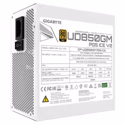 GIGABYTE UD850GM PG5 V2 ICE Alimentatore – PCIe Gen 5.1, 80 PLUS Gold, Design completamente modulare, Ventola da 120 mm, Compatibile con ATX 3.1, Spina EU - Vista aggiuntiva 6