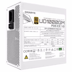 GIGABYTE UD1000GM PG5 V2 ICE Alimentatore – PCIe Gen 5.1, 80 PLUS Gold, Design completamente modulare, Ventola da 120 mm, Compatibile con ATX 3.1, Spina EU - Vista aggiuntiva 6