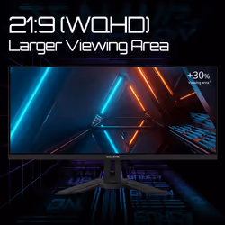 GIGABYTE M34WQ 34" Monitor da Gioco WQHD - 3440 x 1440, 144Hz, 1ms, 400 cd/m², FreeSync Premium, DisplayHDR400, HDMI 2.0, Displayport 1.4 - Vista aggiuntiva 7