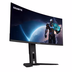 GIGABYTE Monitor da gioco curvo OLED WQHD MO34WQC2 da 34" - 3440 x 1440, 240Hz, 0.03ms, KVM, 250 cd/m², FreeSync Premium Pro, DisplayHDR True Black 400, HDMI 2.1, Displayport 1.4 - Vista aggiuntiva 4