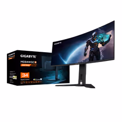 GIGABYTE Monitor da gioco curvo OLED WQHD MO34WQC2 da 34" - 3440 x 1440, 240Hz, 0.03ms, KVM, 250 cd/m², FreeSync Premium Pro, DisplayHDR True Black 400, HDMI 2.1, Displayport 1.4 - Vista aggiuntiva 8