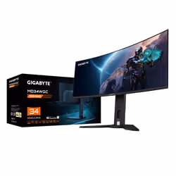 GIGABYTE Monitor da gioco curvo OLED WQHD MO34WQC da 34" - 3440 x 1440, 175Hz, 0.03ms, KVM, 250 cd/m², FreeSync Premium Pro, DisplayHDR True Black 400, HDMI 2.1, Displayport 1.4 - Vista aggiuntiva 8