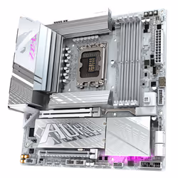 GIGABYTE Z890M AORUS ELITE WIFI7 ICE Scheda Madre - Supporta CPU Intel Core Ultra (Serie 2), VRM a 12+1+2 fasi, fino a 8800MHz DDR5 (OC), 1xPCIe 5.0 + 2xPCIe 4.0, Wi-Fi 7, LAN 2.5GbE, USB 4 - Vista aggiuntiva 4