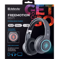Defender FREEMOTION B571 LED Auricolare Con cavo e senza cavo A Padiglione Chiamate/Musica/Sport/Tutti i giorni Bluetooth Grigio