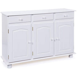 Cassettiera rustica - Credenza - Buffet - Stile rustico - Mobile laterale - Pino massiccio - 3 ante - 3 cassetti - Laccato bianco - Livio - Inter Link