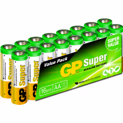 GP Batteries Super Alkaline AA, Batteria monouso, Stilo AA, Alcalino, 1,5 V, 16 pz, Multicolore