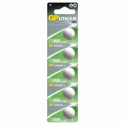 GP Batteries Lithium CR2025, Batteria ricaricabile, CR2025, Lithium-Manganese Dioxide (LiMnO2), 3 V, 10 pz, Argento