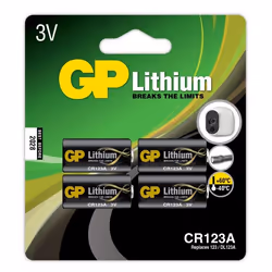 GP Batteries Lithium CR 123A, Batteria monouso, CR123A, Lithium-Manganese Dioxide (LiMnO2), 3 V, 4 pz, Nero