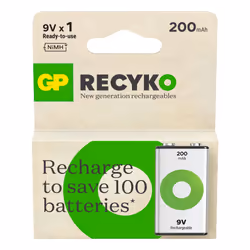 GP Batteries ReCyko Pro GPRCK20R8H150C1, Batteria ricaricabile, 9V, Nichel-Metallo Idruro (NiMH), 8,4 V, 1 pz, 200 mAh