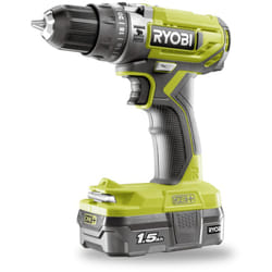 Ryobi - kit trapano avvitatore a percussione a batteria 'r18pd2-115s' 18v, con batteria da 1,5ah e caricabatterie