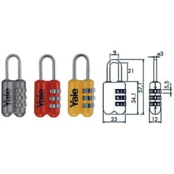 Yale - Lucchetto ad arco a combinazione da viaggio per valige p2 - mm.23 rosso (yp2/23/128/1r)