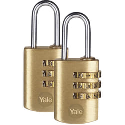 Yale - lucchetti a combinazione a 3 cifre YY150B/22/120/2 oro, set di 2 pezzi