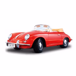 BBURAGO Porsche 356b Cabriolet, Modellino di auto di lusso, Preassemblato, 1:18, Porsche 356b, Rosso, Modello di veicolo terr ...