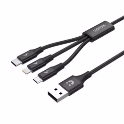 UNITEK C14049BK, 1,2 m, USB C, Micro-USB B/Lightning, USB 2.0, Nero