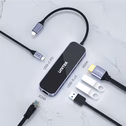 UNITEK uHUB H6 Cablato USB 3.2 Gen 1 (3.1 Gen 1) Type-C Nero, Grigio - Vista aggiuntiva 4