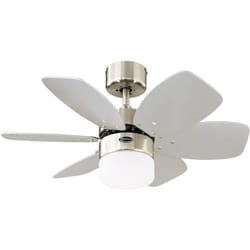 Westinghouse - Lighting, 78788 Flora Royale One-Light 76 cm ventilatore a soffitto per interni a sei pale, finitura cromo satinato con vetro opalino