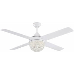 Westinghouse - Lighting 72262 – Ventilatore da soffitto contemporaneo Kelcie con luce e telecomando, 132 cm, finitura bianca, paralume con gioielli