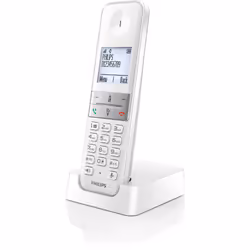 Philips D4701W/34, Telefono DECT, Cornetta wireless, Telefono con vivavoce, 50 voci, Identificatore di chiamata, Bianco