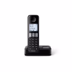 Philips D2551B, Telefono DECT, Cornetta wireless, Telefono con vivavoce, 50 voci, Identificatore di chiamata, Nero