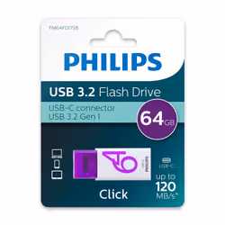 Philips Click unità flash USB 64 GB USB tipo-C 3.2 Gen 1 (3.1 Gen 1) Viola, Bianco - Vista aggiuntiva 5