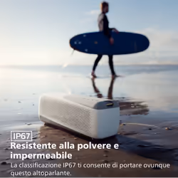 Philips TAS4807W Wireless speaker sport, Altoparlante portatile, Bluetooth Multipoint, IP67, Fino a 12 ore, (Bianco) - Vista aggiuntiva 4