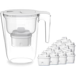 Filtro caraffa Philips +12 cartucce filtranti di ricambio Micro X-Clean, flusso rapido, bianco, 2,6 litri, timer elettronico