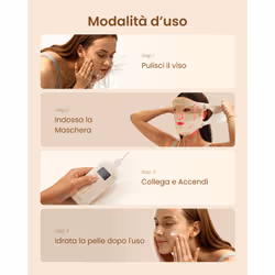 Renpho Artemis Blush E100B-1, Maschera Viso LED in Silicone Morbido, 4 Modalità di Luce, 432 LED e Copertura Mento - Vista aggiuntiva 7