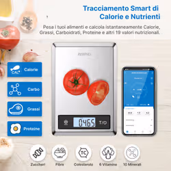Renpho Calibra 1, Bilancia Smart da Cucina con Connessione Bluetooth, Analisi Nutrizionale e Contacalorie, Portata 5 kg - Vista aggiuntiva 2