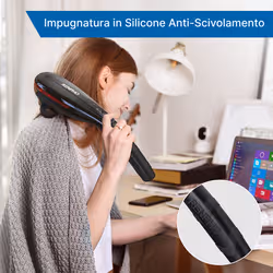 Renpho EM2018C, Massaggiatore a Percussione Portatile Senza Fili, Manico Lungo Antiscivolo, 5 Testine, 5 Velocità e Base di Ricarica - Vista aggiuntiva 3