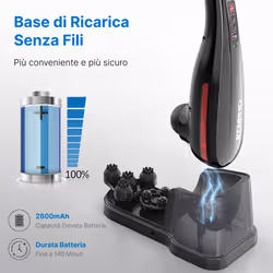Renpho EM2018C, Massaggiatore a Percussione Portatile Senza Fili, Manico Lungo Antiscivolo, 5 Testine, 5 Velocità e Base di Ricarica - Vista aggiuntiva 5